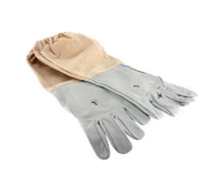 Bee Keeping Gloves – Long Cuff Leather and Cotton Beekeeping Gloves, Sting Proof, Elastic Wrist, Gauntlet Sleeve, White/Beige, Sizes M-XL, Hand Protection for Apiary Workers and Hobbyists